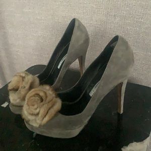 Brian Atwood Martino with rabbit fur flower 37